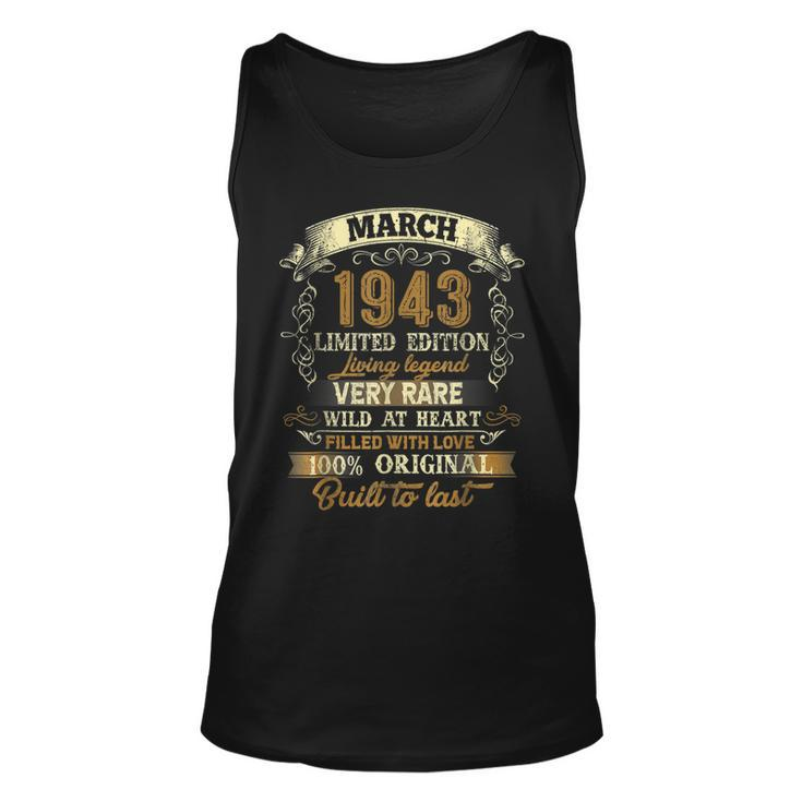 80 Year Old Gift March 1943 Vintage Awesome 80Th Birthday  Unisex Tank Top
