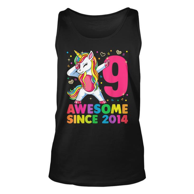 9 Years Old Unicorn Dabbing 9Th Birthday Girl Unicorn Party Tank Top