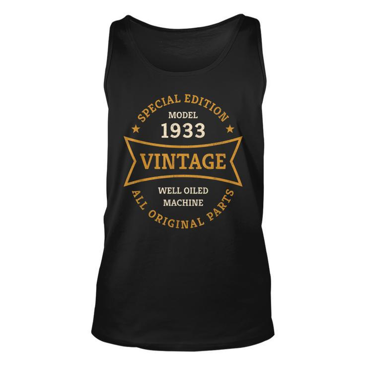 90Th Birthday 90 Years Old Born In 1933 Vintage Ninety Years Tank Top