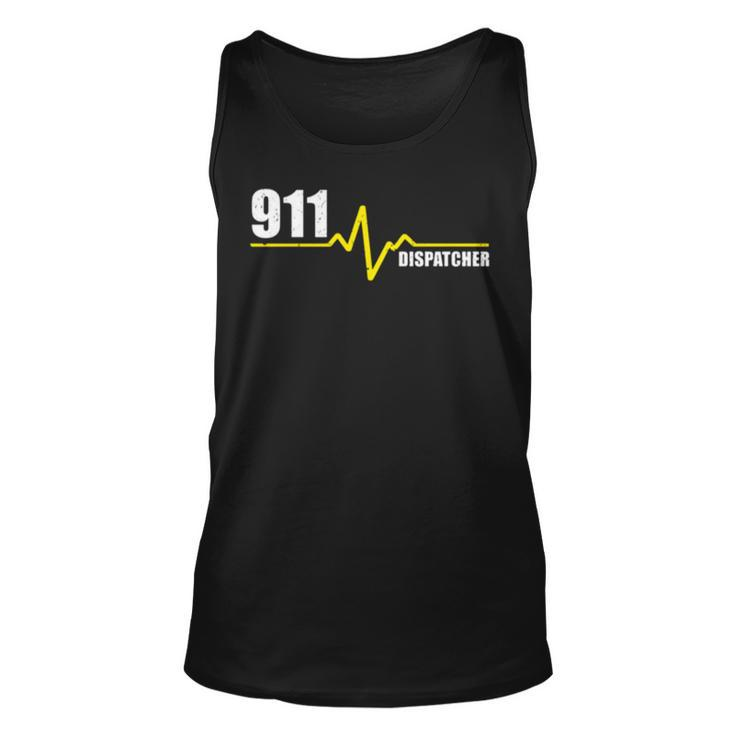 911 Dispatcher Heartbeat Thin Gold Line Unisex Tank Top