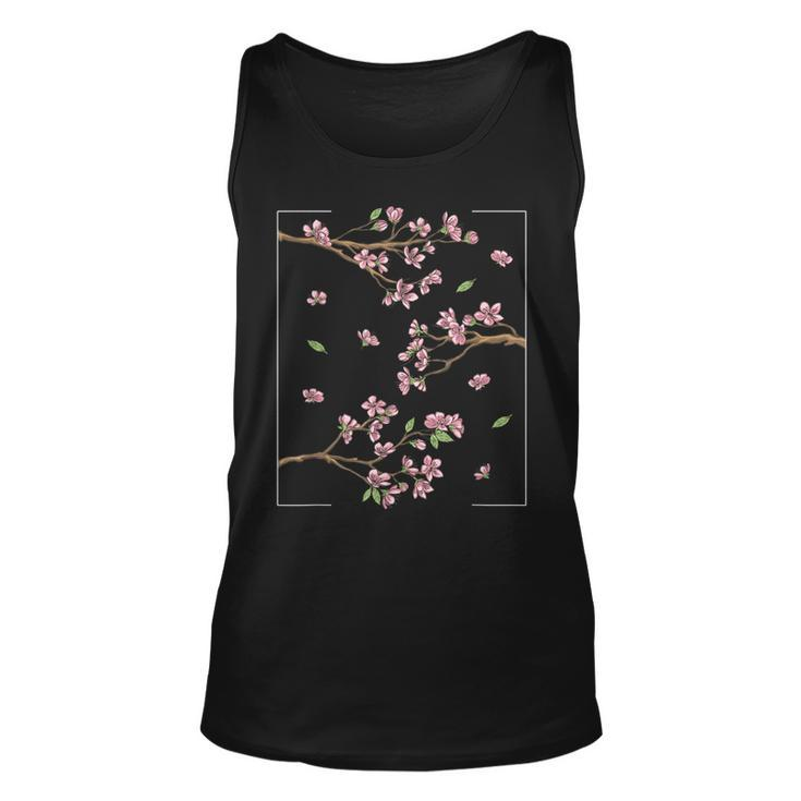Aesthetic Japanese Style Cherry Blossom Tree Sakura  Unisex Tank Top