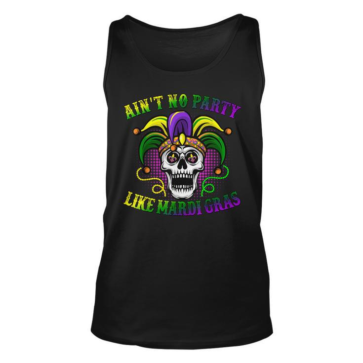 Aint No Party Like Mardi Gras Skeleton Skull New Orleans  Unisex Tank Top - Thegiftio