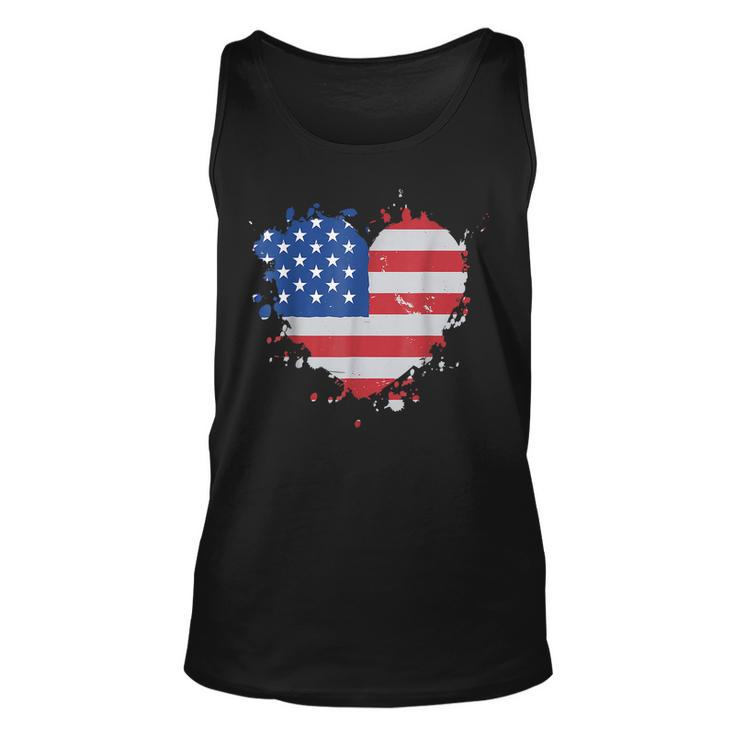 America Love Flag Usa Heart 4Th Of July American Proud Girl Unisex Tank Top