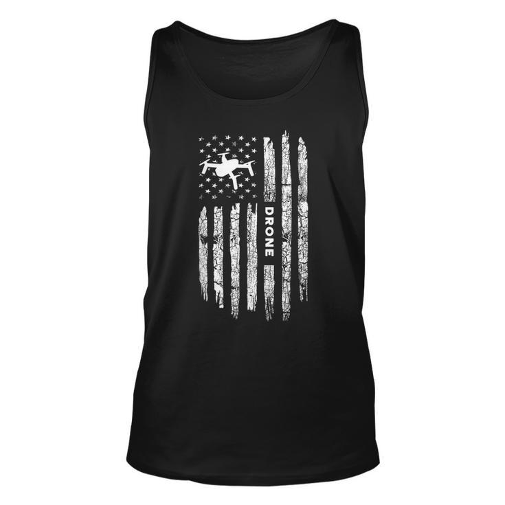 American Flag Drone Clothing - Drone Pilot Vintage Drone  Unisex Tank Top