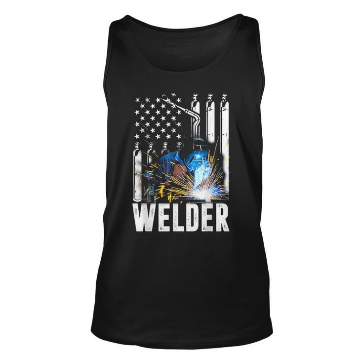American Flag Welder Funny Patriotic Fathers Day Gift Unisex Tank Top