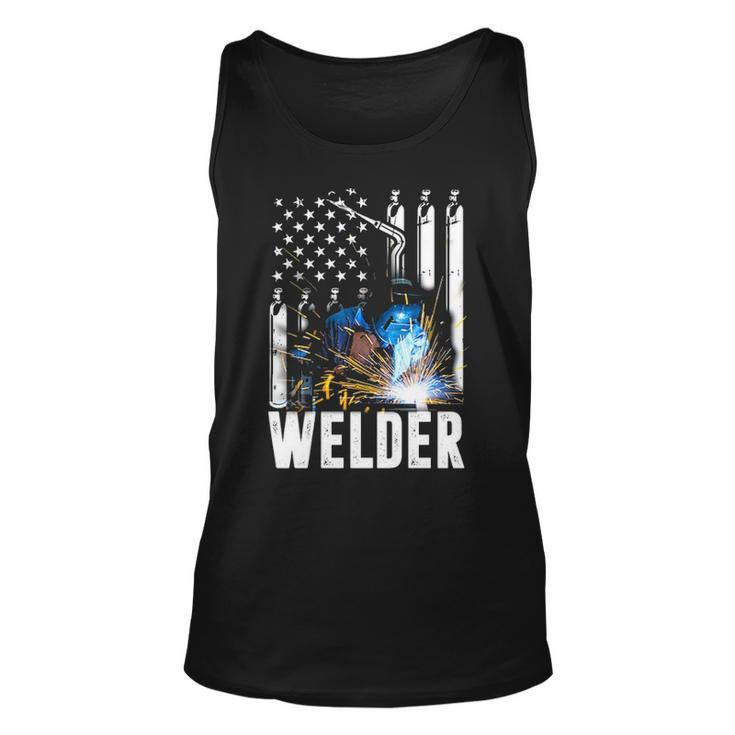 American Flag Welder Funny Patriotic Fathers Day Gift V2 Unisex Tank Top
