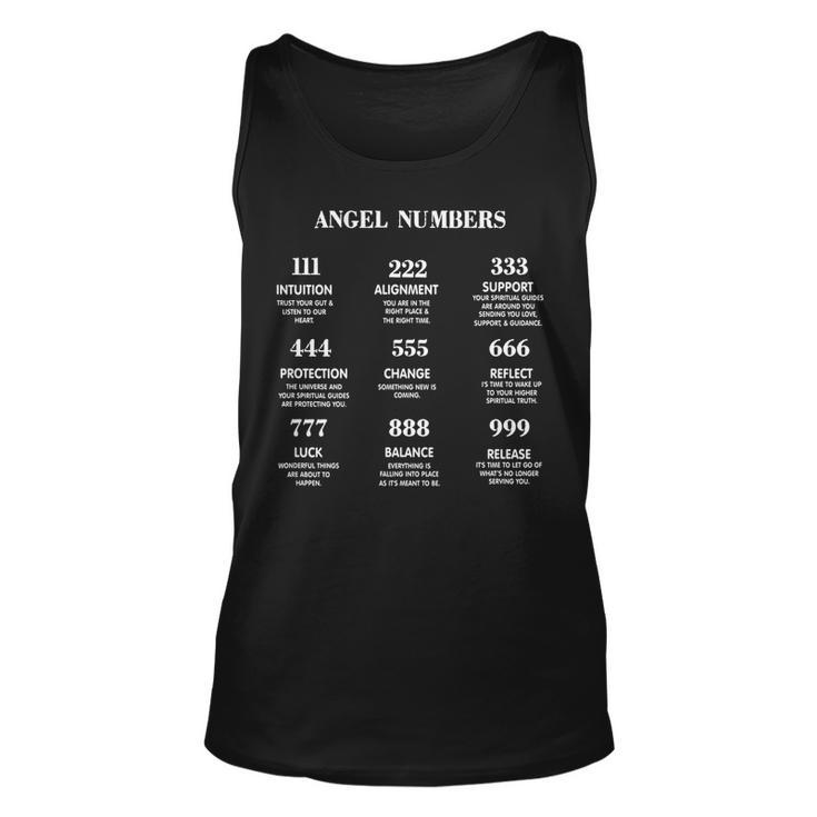 Angel Numbers Trendy  With Sayings On Back Side  Unisex Tank Top