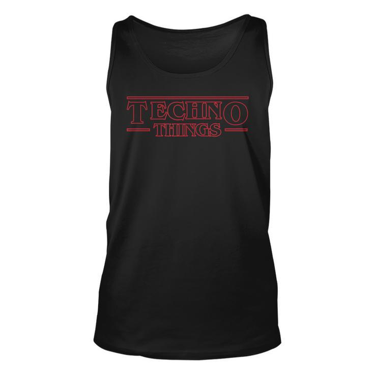 Anti Social Techno Club Techno Things Outlined Red Unisex Tank Top