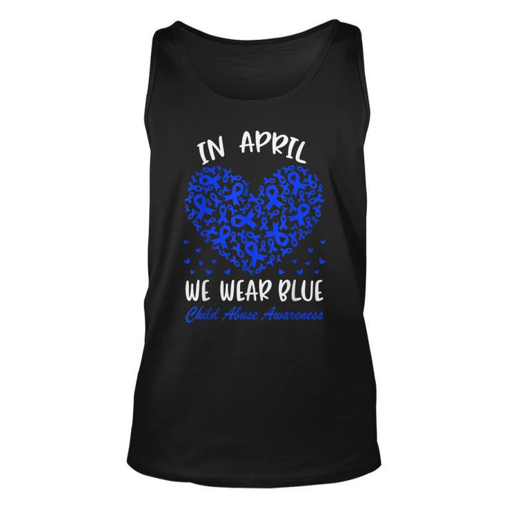 In April We Wear Blue Child Abuse Prevention Awareness Heart Tank Top