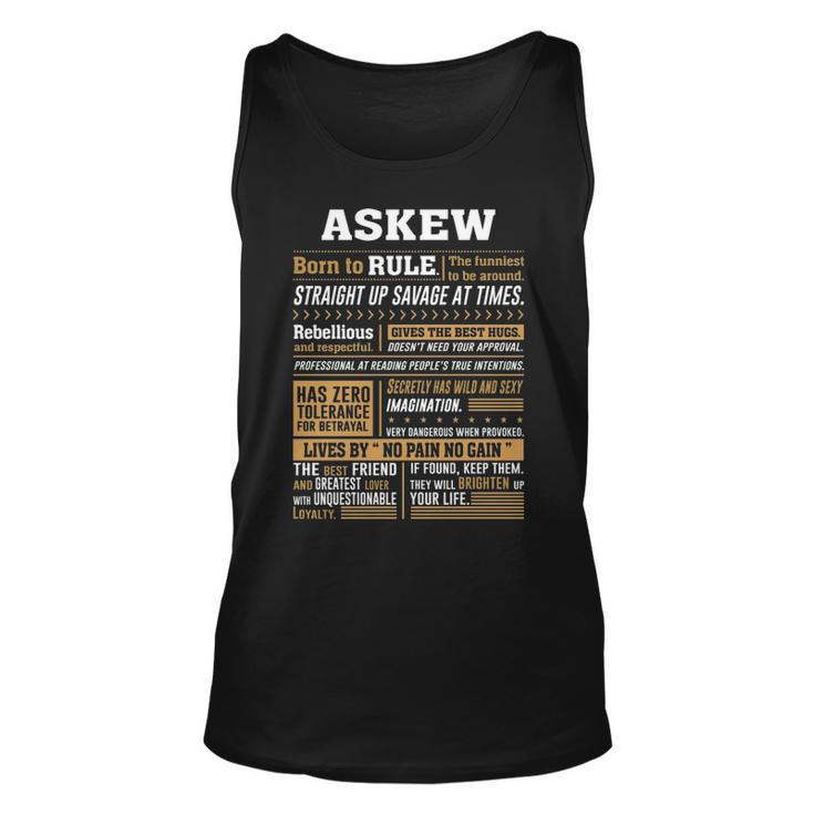 Askew Name Gift Askew Born To Rule V2 Unisex Tank Top
