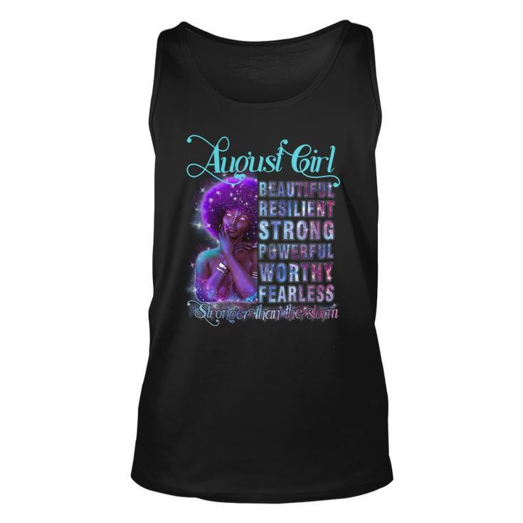 August Queen Beautiful Resilient Strong Powerful Worthy Fearless Stronger Than The Storm Unisex Tank Top