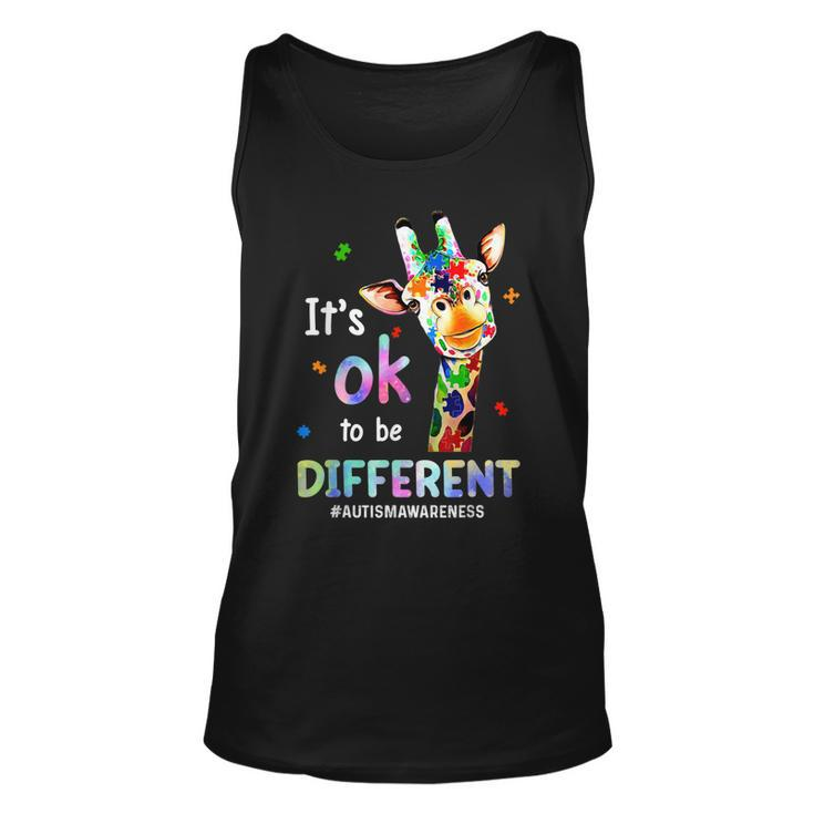Autism Awareness Acceptance Giraffe Its Ok To Be Different  Unisex Tank Top