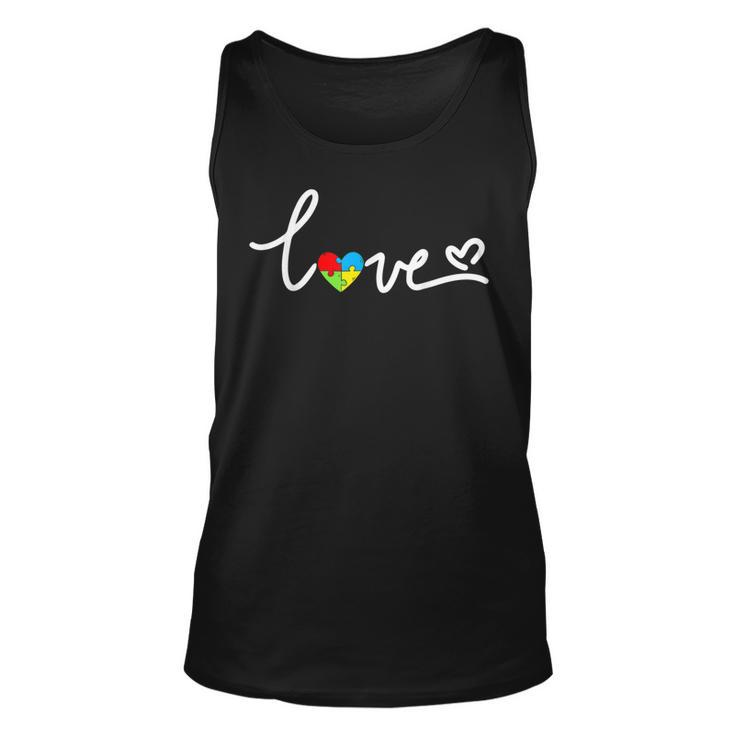 Autism Awareness Day Love Puzzle Pieces Heart  Unisex Tank Top