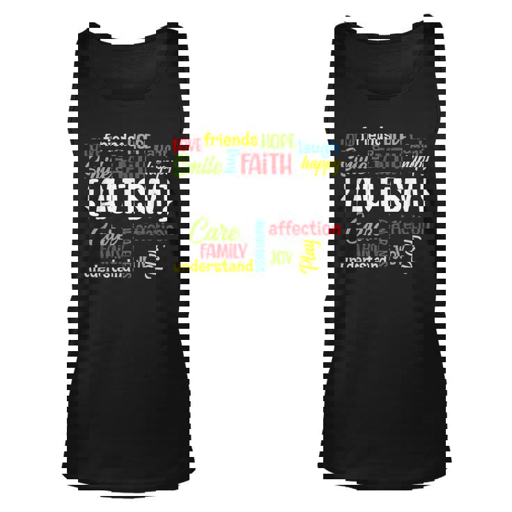 Autism Awareness Gift Meaning Words Autism Awareness Words  Unisex Tank Top