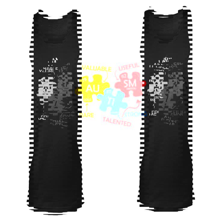 Autism Awareness Puzzle Periodic Table Elements Mom Dad Unisex Tank Top