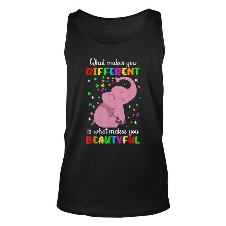 Autism Elephant What Makes You Different Makes You Beautiful Tank Top
