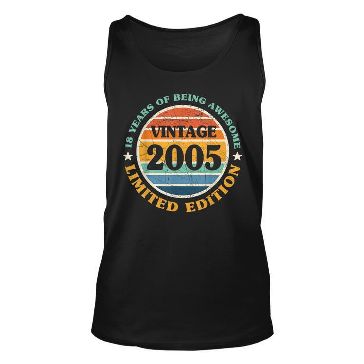Awesome 18 Years Old 18Th Birthday Sunset Vintage 2005  Unisex Tank Top