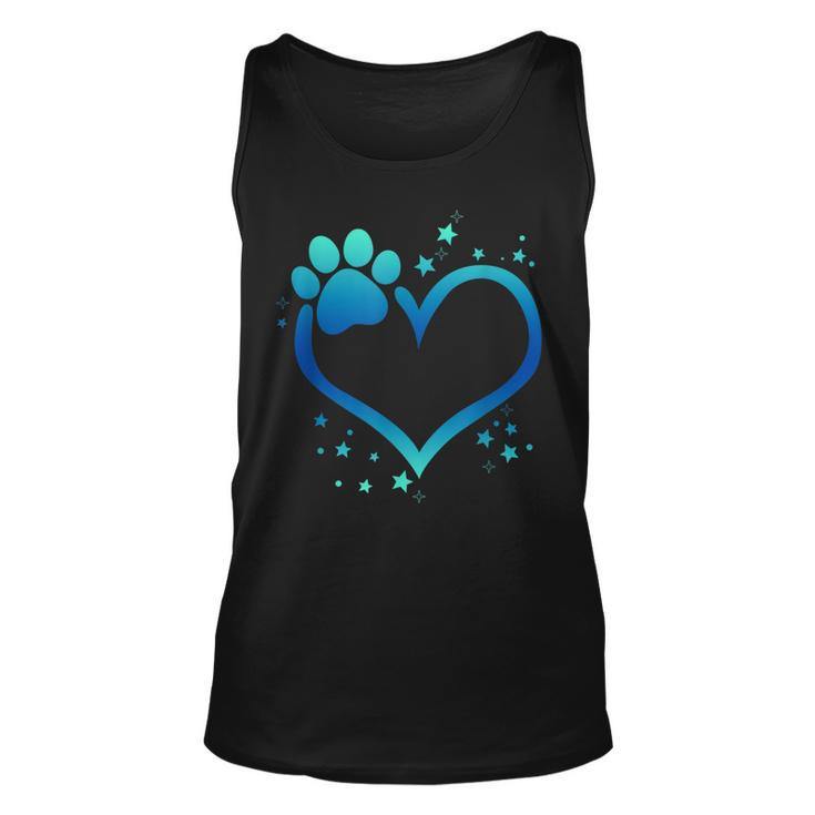 Awesome Blue Paw Print Heart  Dog Cat Animal Lovers  Unisex Tank Top