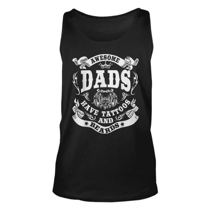 Awesome Dads Have Tattoos And Beards Fathersday Tank Top