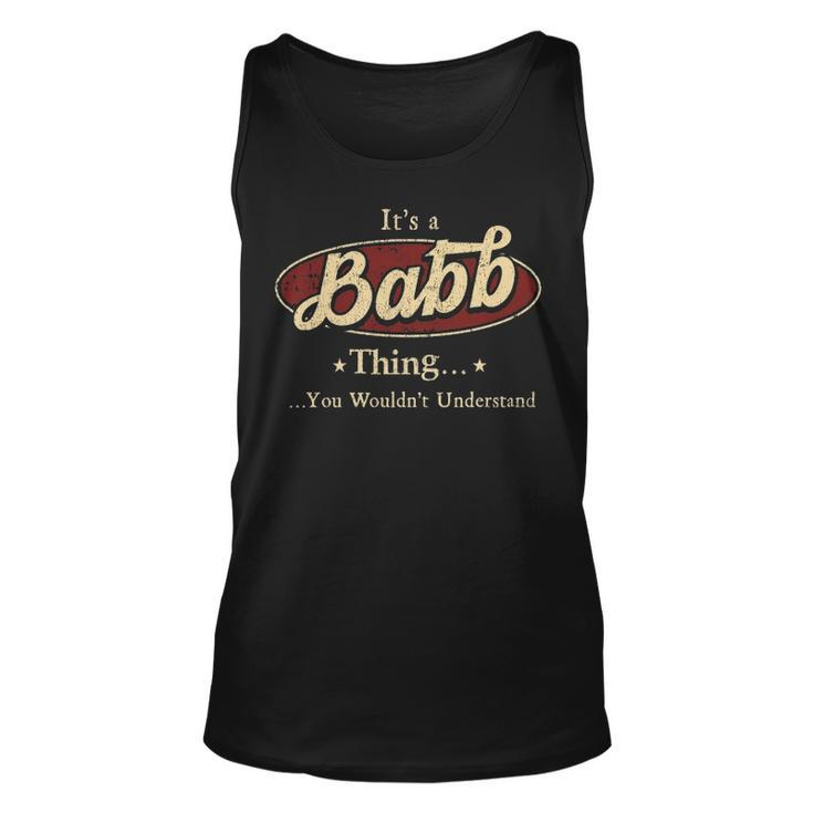 Babb  Personalized Name Gifts  Name Print S  With Names Babb Unisex Tank Top