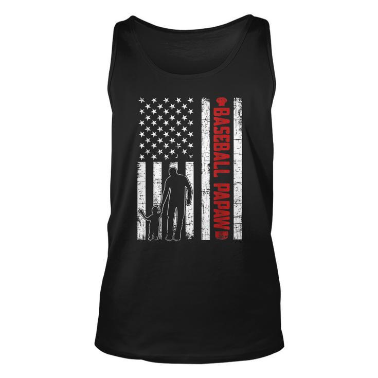 Baseball Papaw Funny American Flag Mens Fathers Day Vintage  Unisex Tank Top