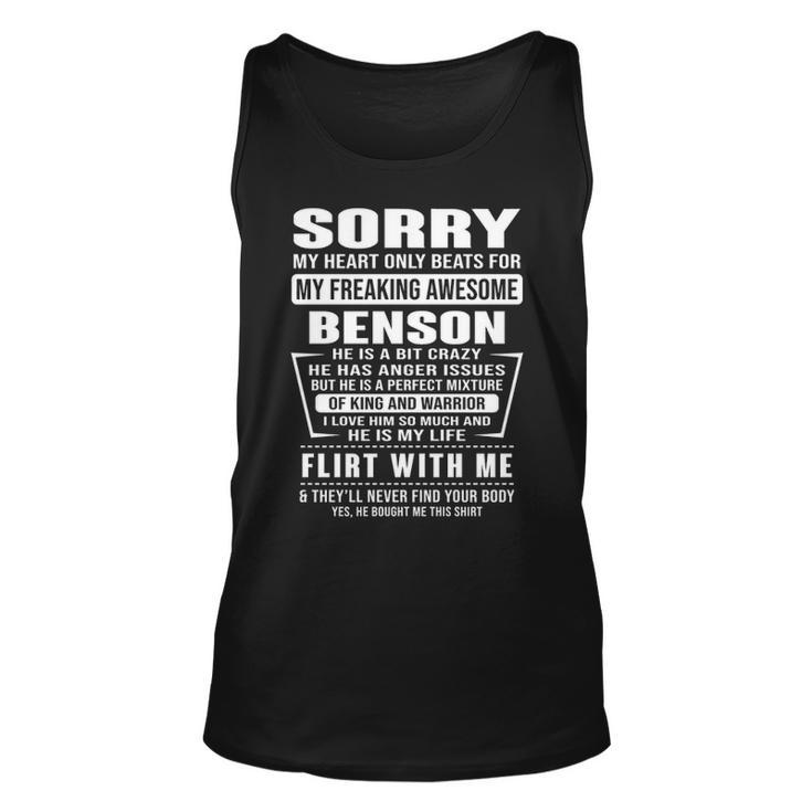 Benson Name Gift Sorry My Heartly Beats For Benson Unisex Tank Top