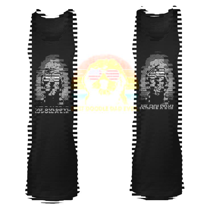 Best Doodle Dad Ever Usa Flag Retro Goldendoodle Lover Tank Top