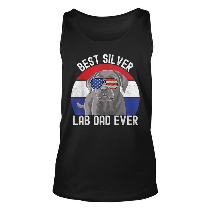 Best Silver Lab Dad Ever Vintage Patriotic American Flag V2 Unisex Tank Top