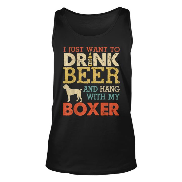 Boxer Dad Drink Beer Hang With Dog Funny Men Vintage  Unisex Tank Top