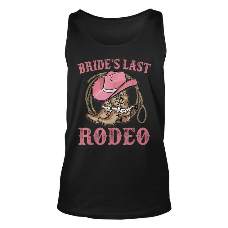 Brides Last Rodeo Cowgirl Hat Bachelorette Party Bridal  Unisex Tank Top
