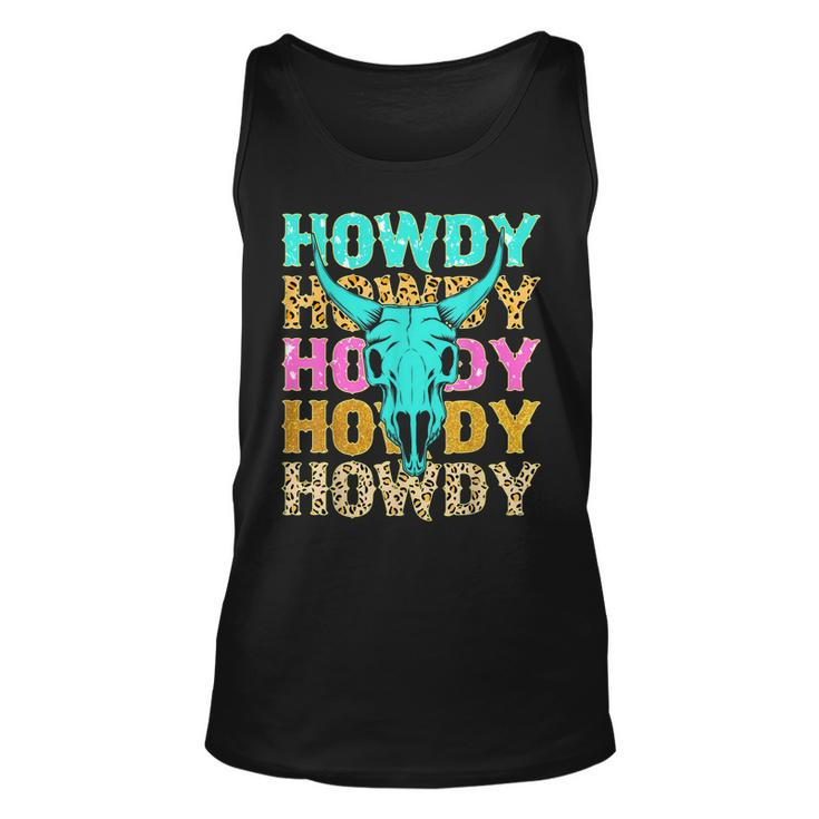 Bull Skull  Western Country Leopard Howdy Rodeo Lovers  Unisex Tank Top