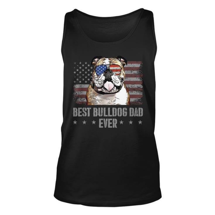 Bulldog Best Dog Dad Ever Retro Usa American Flag  Unisex Tank Top