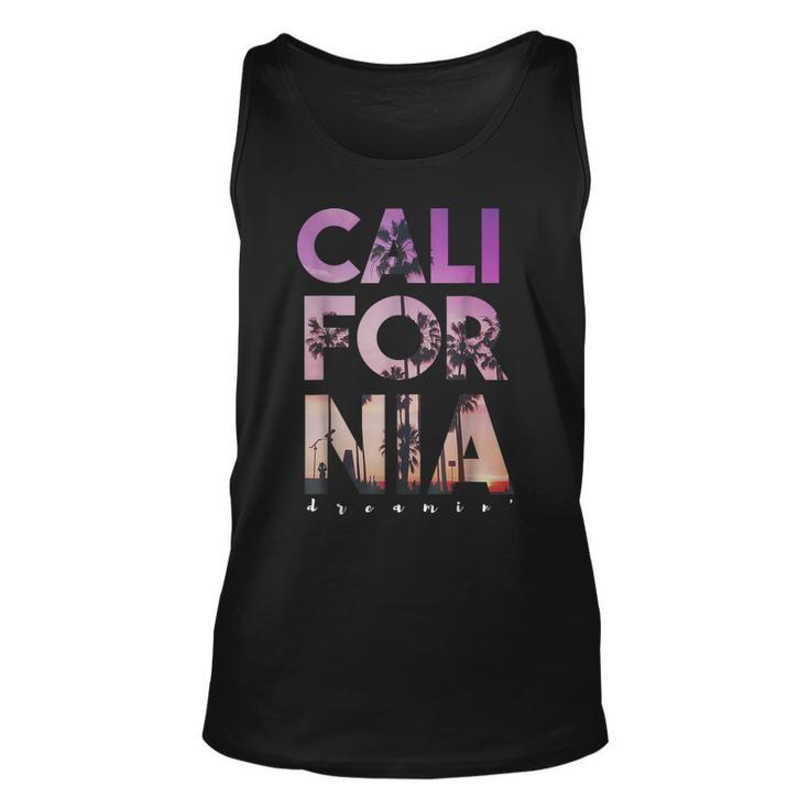 California Dreaming Beach Palm Tree Summer Vacation Surfing Tank Top