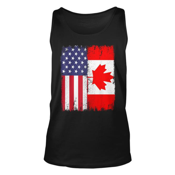 Canadian Canada Heritage Proud Half Canadian American Flag  Unisex Tank Top