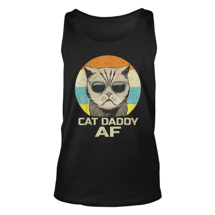 Cat Daddy Af Vintage Graphic Funny Fathers Day Cat Dad  Unisex Tank Top