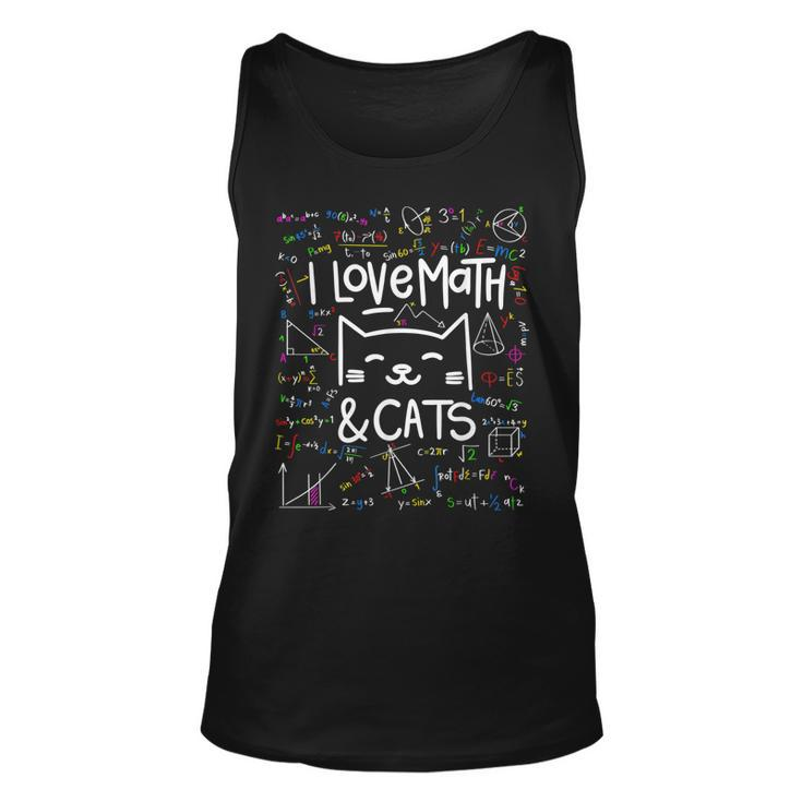 Cat Lover  I Love Math And Cats  Math Lover  Unisex Tank Top