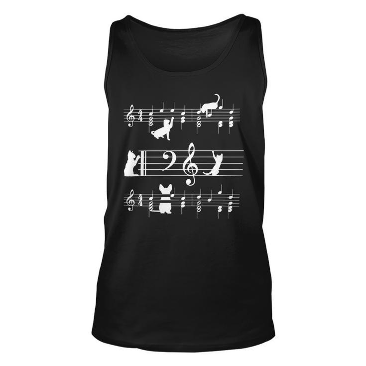 Cat Mom Cat Grandma Music Musical note and treble clef on stave Unisex T-Shirt Unisex Tank Top