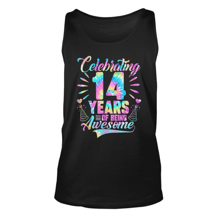 Celebrating 14 Year Of Being Awesome With Tie-Dye Graphic  Unisex Tank Top