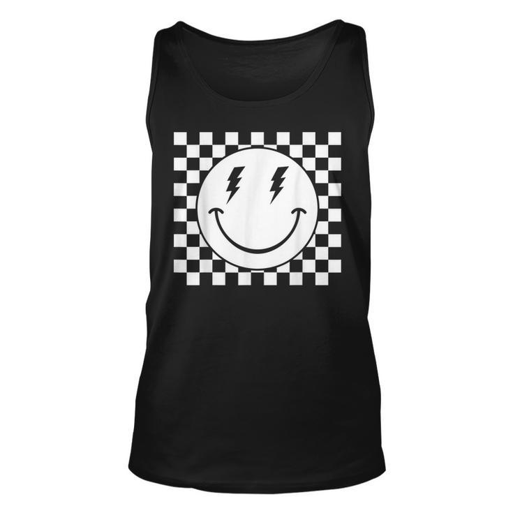 Checkered Smiling Happy Face Smile Hippie 70S Checkerboard  Unisex Tank Top
