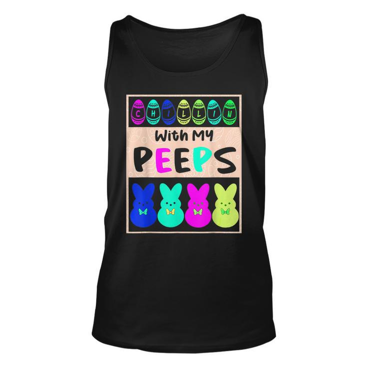Chillin With My Peeps Cute Bunny Easter  Unisex Tank Top