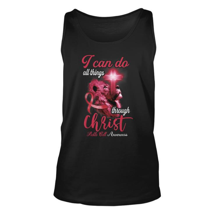 Christian Lion Cross Religious Saying Sickle Cell Awareness  V2 Unisex Tank Top