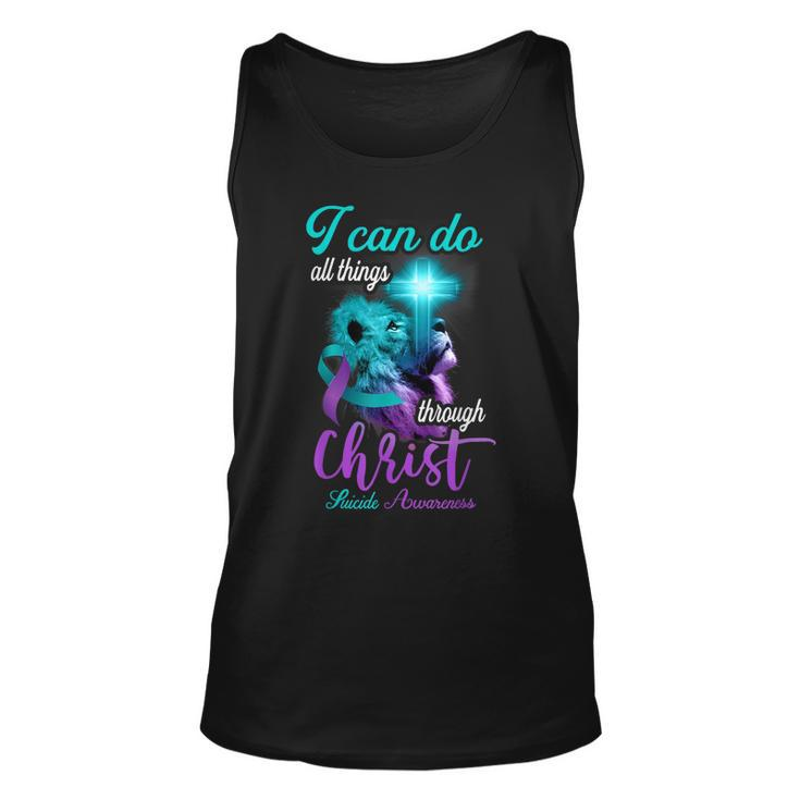 Christian Lion Cross Religious Saying Suicide Awareness  V2 Unisex Tank Top