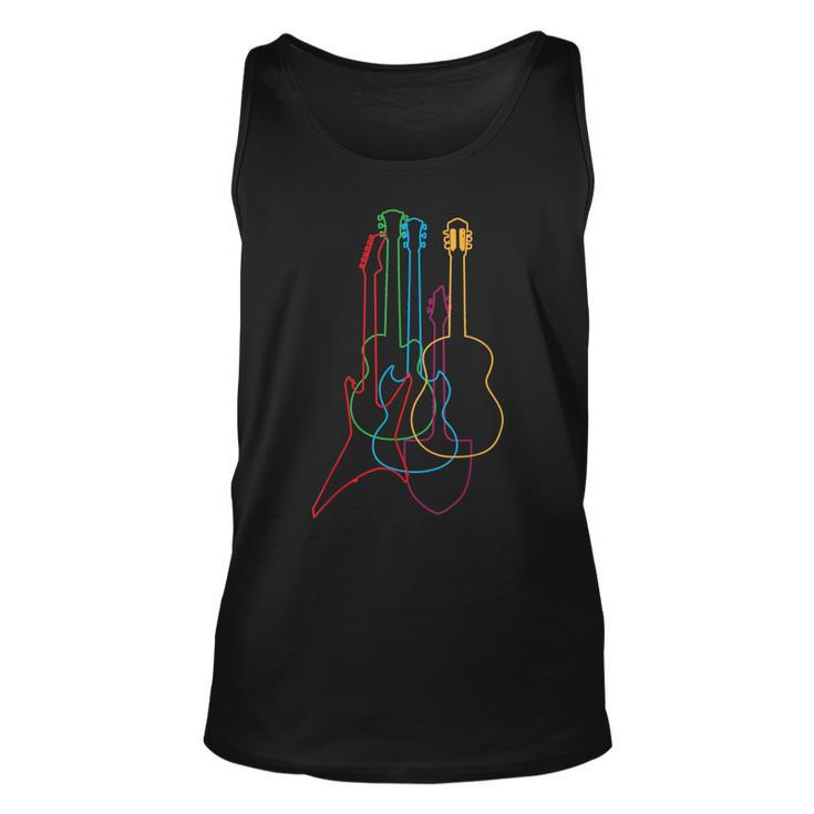 Colored Guitars Electric Acoustic Classical Gift  Unisex Tank Top