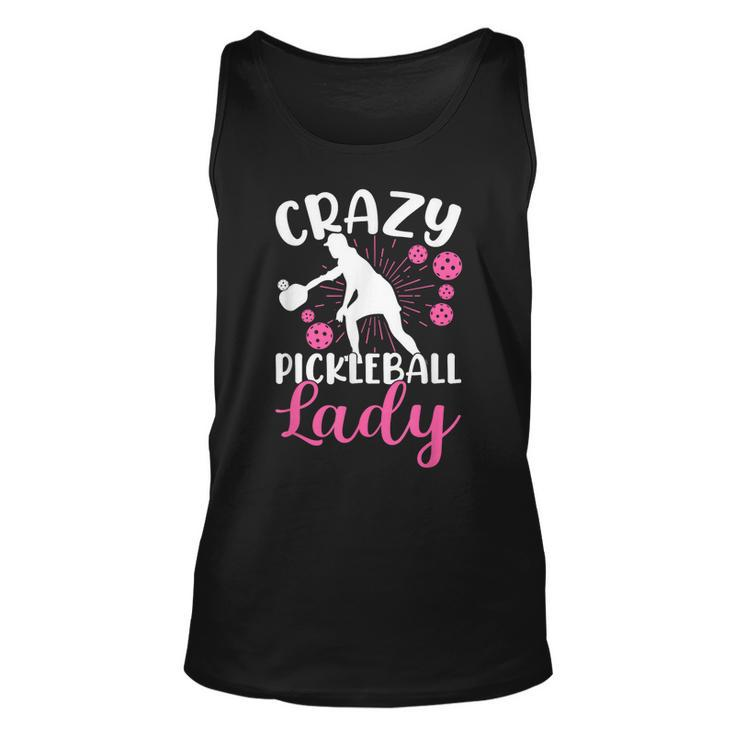 Crazy Pickleball Lady Funny Pink  Sweater Gift  Unisex Tank Top