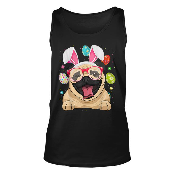 Cute Bunny Pug Dog Face Easter Eggs Easter Day  Unisex Tank Top