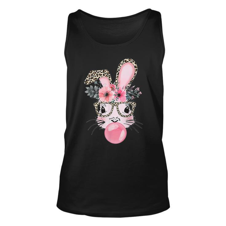 Cute Bunny With Leopard Glasses Happy Easter Day  Unisex Tank Top