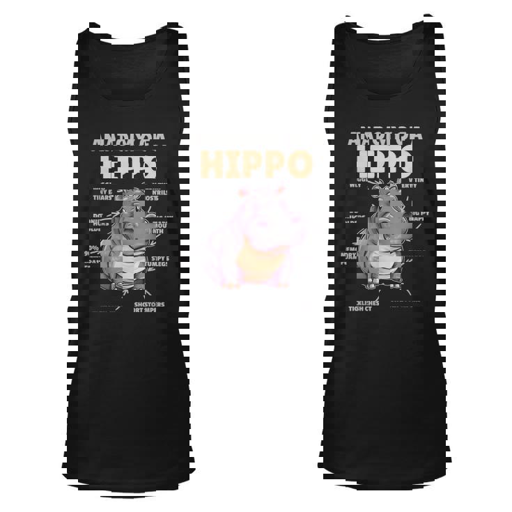Cute Hippo Explanation Anatomy Of A Hippo  Unisex Tank Top