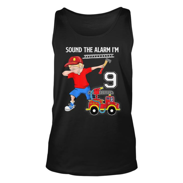 Dabbing Fire Fighter Truck 9 Years Old Birthday T   Unisex Tank Top