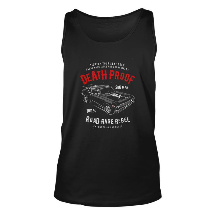 Death Proof Distressed Muscle Car Racing Vintage Skull Lightning Bolts Men Women Tank Top Graphic Print Unisex