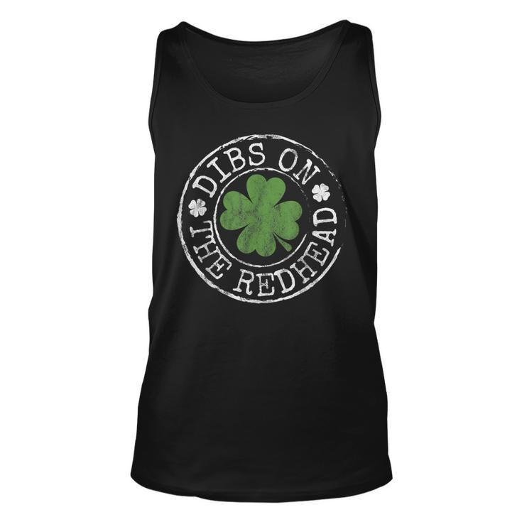 Dibs On The Redhead Funny Clovers Stamp St Patricks Day  Unisex Tank Top